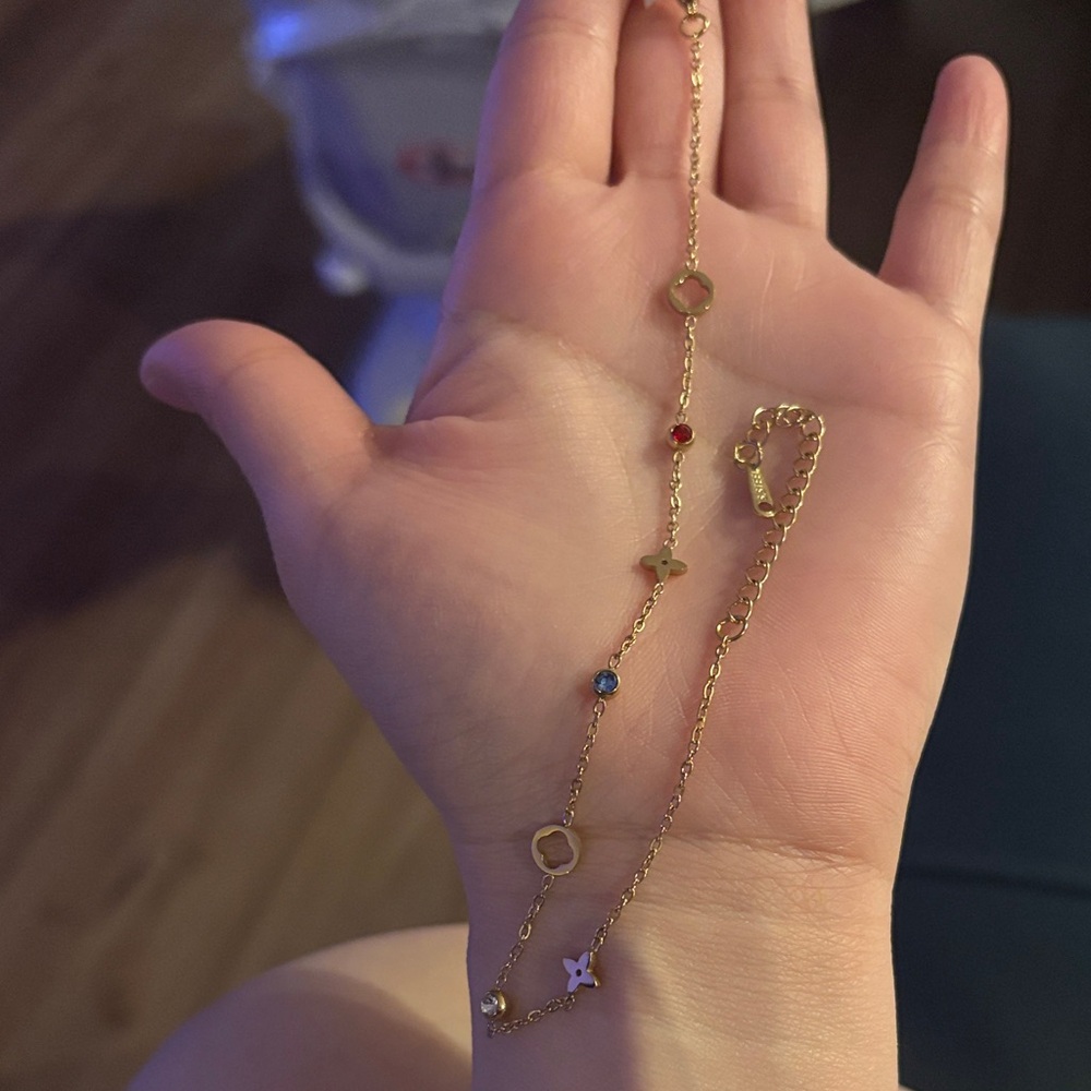 Elegant Gold Chain anklet with Multicolor Accents